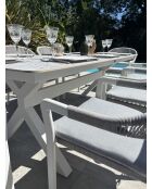 Ensemble repas de jardin Abella 8 places blanc/gris