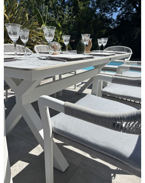 Ensemble repas de jardin Abella 8 places blanc/gris