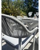 Ensemble repas de jardin Abella 8 places blanc/gris