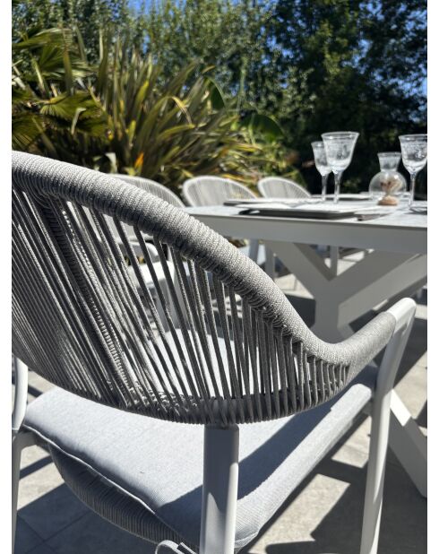 Ensemble repas de jardin Abella 8 places blanc/gris