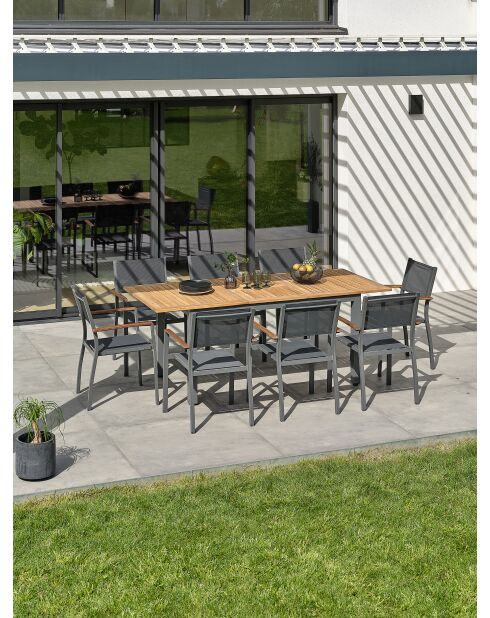 Ensemble repas de jardin Orsino 8 places gris anthracite