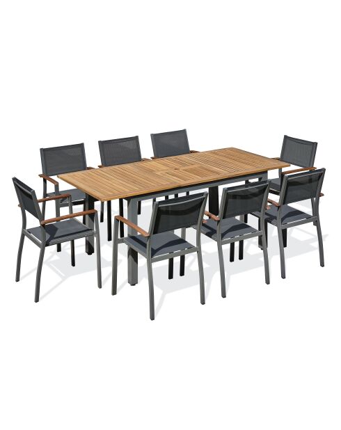 Ensemble repas de jardin Orsino 8 places gris anthracite