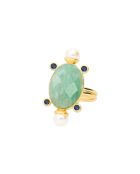 Bague ajustable Palm vibes bleu vert
