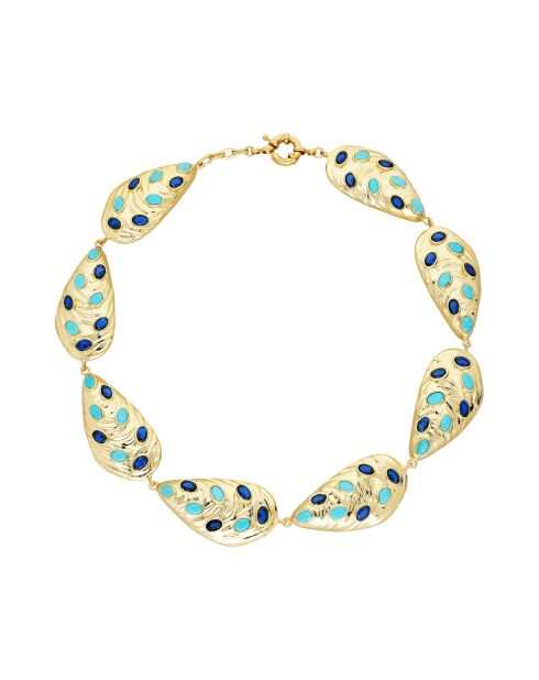 Plastron moule à facettes bleu