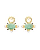 Boucles d'oreilles Palm vibes bleu vert