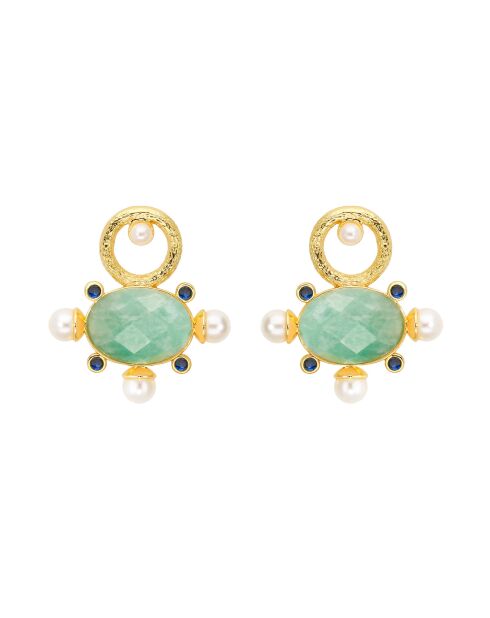 Boucles d'oreilles Palm vibes bleu vert