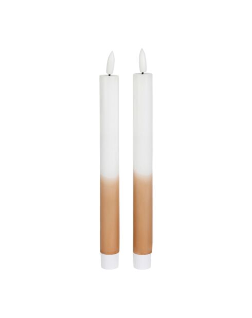 2 zweifarbige LED-Kerzen BTE Candle 2xAAA weiß/kamel - D2xh25 cm