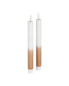 2 tweekleurige LED-kaarsen BTE Candle 2xAAA wit/camel - D2xh25 cm