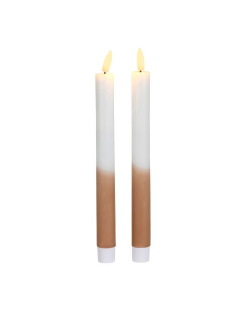 2 zweifarbige LED-Kerzen BTE Candle 2xAAA weiß/kamel - D2xh25 cm