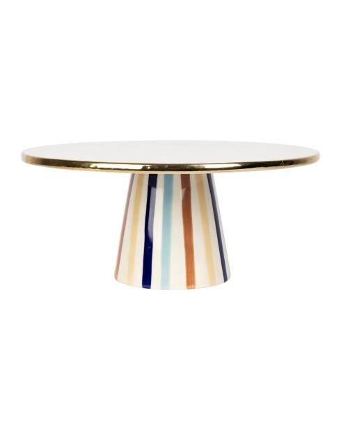 Plat sur pied Blue Sand bleu/beige/doré - D27,5xH12 cm