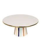 Plat sur pied Blue Sand bleu/beige/doré - D27,5xH12 cm
