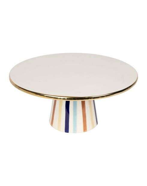 Plat sur pied Blue Sand bleu/beige/doré - D27,5xH12 cm