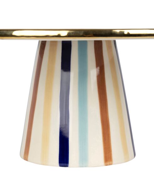 Plat sur pied Blue Sand bleu/beige/doré - D27,5xH12 cm