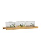3 ramequins avec plateau Pina Colada verts/jaunes - D8,5xH5/31x10,5 cm