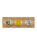 3 ramequins avec plateau Pina Colada verts/jaunes - D8,5xH5/31x10,5 cm