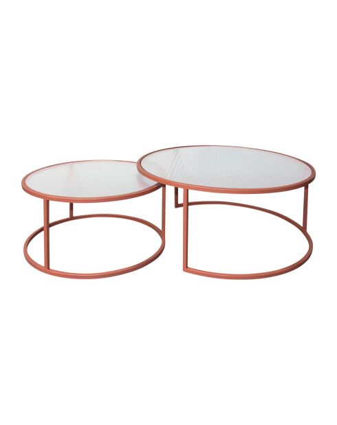 2 bijzettafels getemperd Lery terracotta