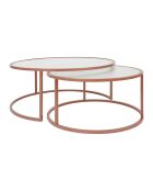 2 bijzettafels getemperd Lery terracotta