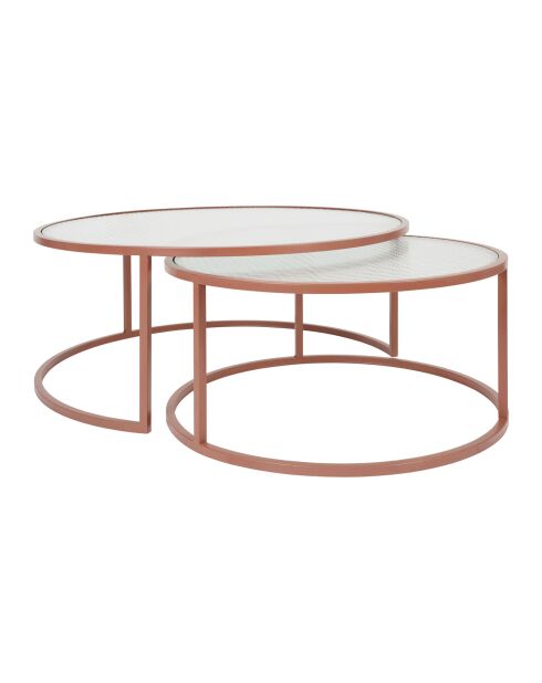 2 bijzettafels getemperd Lery terracotta