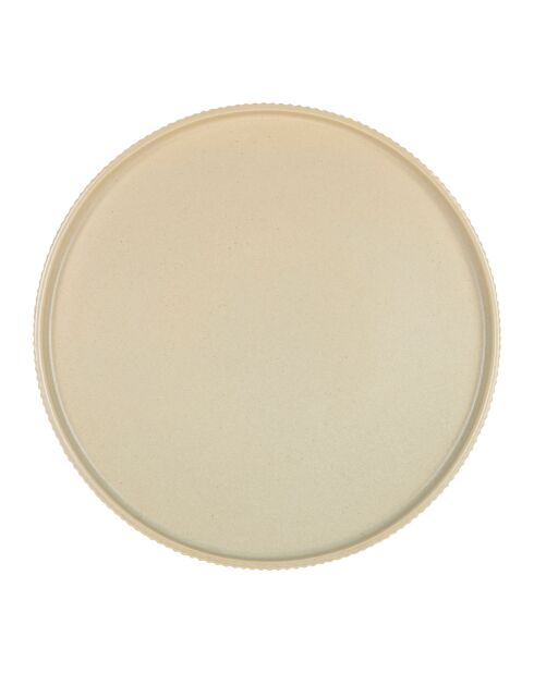 Plat rond Sweet Leaves amande - D33x2,5 cm