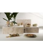 Plat rond Sweet Leaves amande - D33x2,5 cm