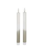2 tweekleurige LED-kaarsen BTE Candle 2xAAA wit/salie - D2xh25 cm