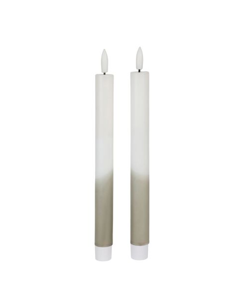 2 tweekleurige LED-kaarsen BTE Candle 2xAAA wit/salie - D2xh25 cm