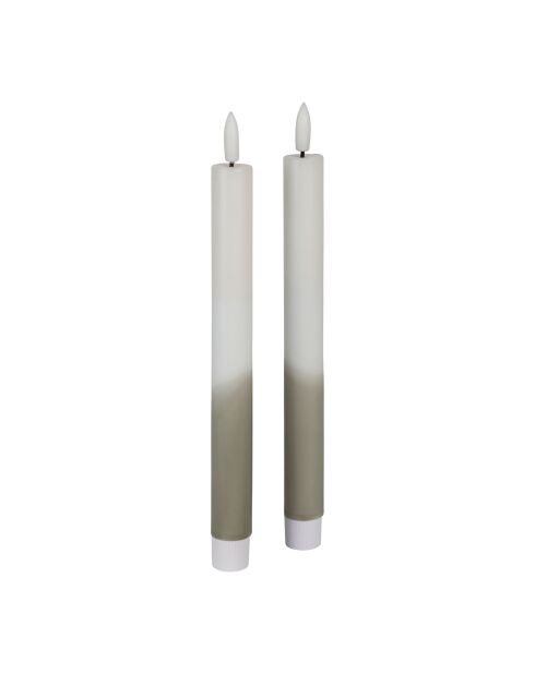 2 tweekleurige LED-kaarsen BTE Candle 2xAAA wit/salie - D2xh25 cm