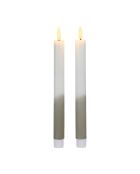 2 tweekleurige LED-kaarsen BTE Candle 2xAAA wit/salie - D2xh25 cm