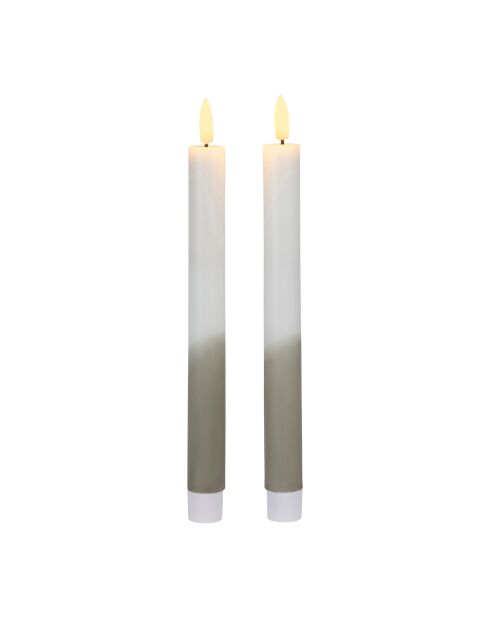 2 tweekleurige LED-kaarsen BTE Candle 2xAAA wit/salie - D2xh25 cm