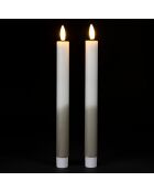 2 tweekleurige LED-kaarsen BTE Candle 2xAAA wit/salie - D2xh25 cm