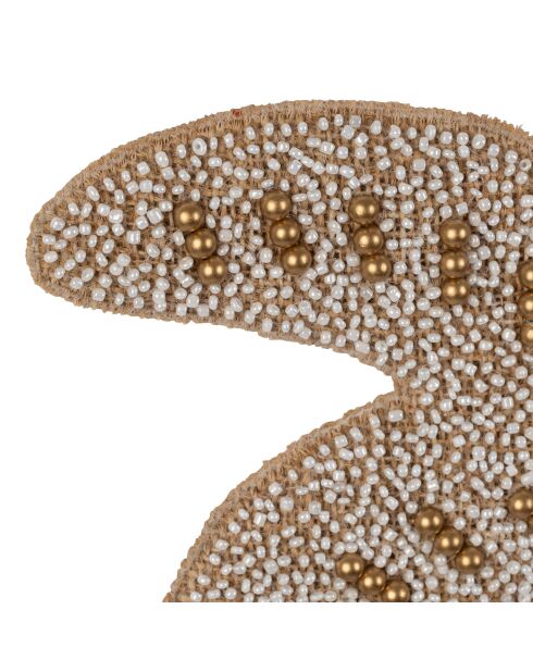 Déco murale palmier en coton Tropic Étoile naturel/blanc - 23,5x25 cm