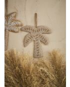 Déco murale palmier en coton Tropic Étoile naturel/blanc - 23,5x25 cm