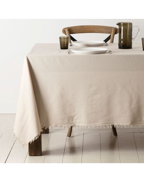 Chemin de table en coton 175 g/m² Nalia naturel - 160x50 cm
