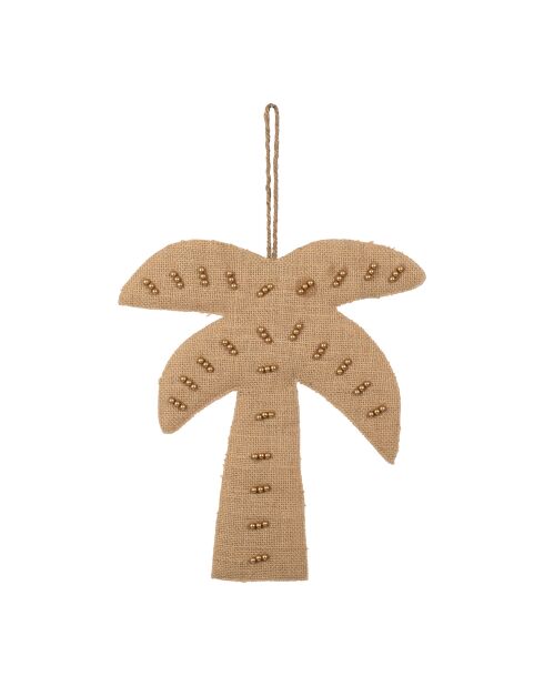 Déco murale palmier en coton Tropic Étoile naturel/doré - 26x32 cm