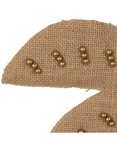 Déco murale palmier en coton Tropic Étoile naturel/doré - 26x32 cm