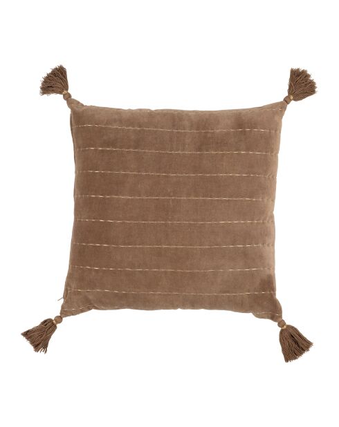 Kissenbezug aus Baumwollsamt in Goldtaupe, 45 x 45 cm