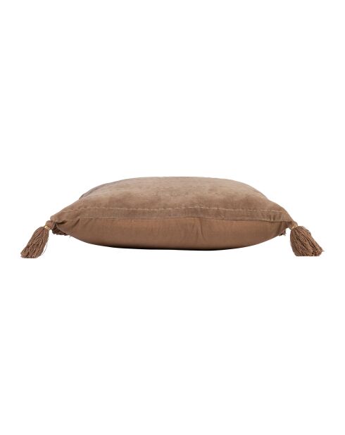 Kissenbezug aus Baumwollsamt in Goldtaupe, 45 x 45 cm