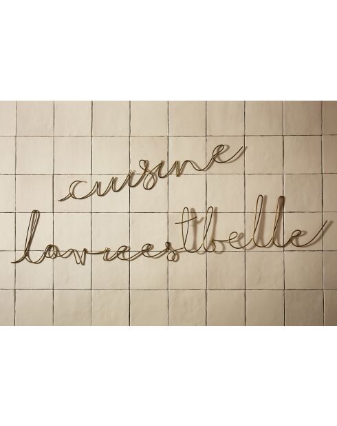 Déco murale « La Vie est Belle » Tournille dorée - 82x14 cm