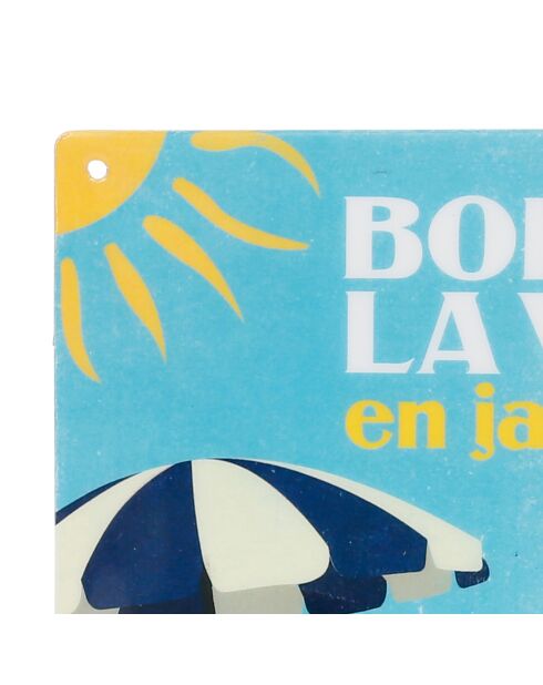 Plaque métal Pastis bleu ciel/jaune - 15x20 cm