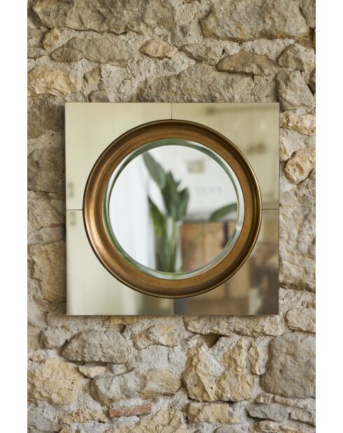Miroir biseauté Pasea doré - 51x51 cm