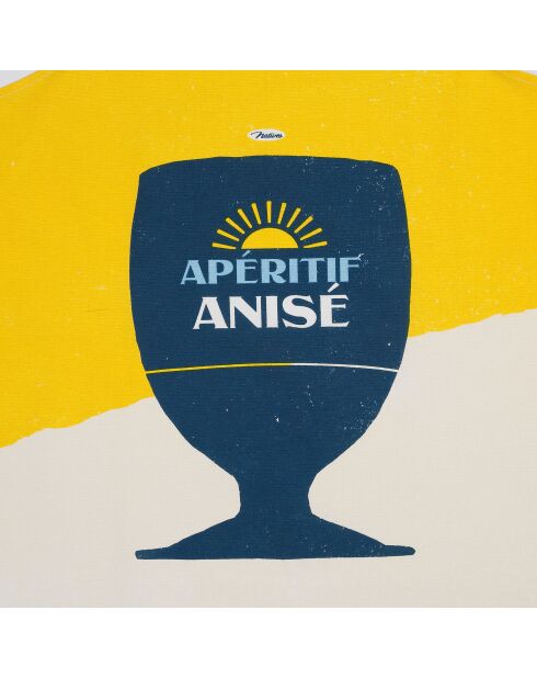 Tablier en coton Pastis jaune/bleu marine - 68x85 cm