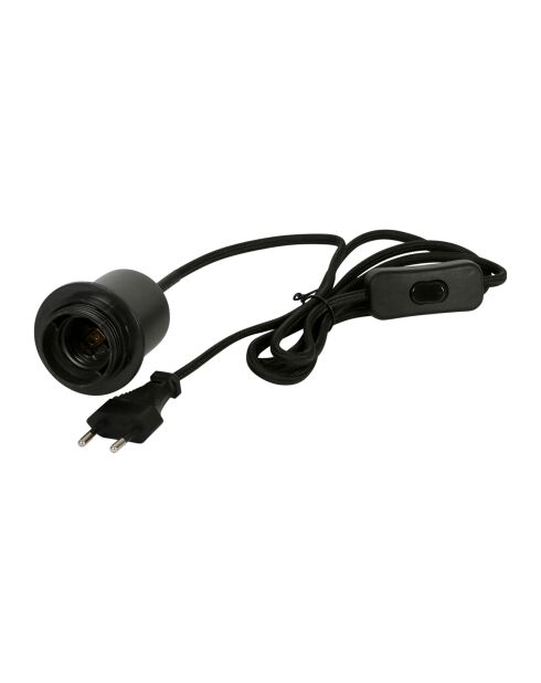 Elektrokabel mit Textilschalter E27 40 W Kabel 2 m schwarz - 2 m
