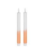 2 zweifarbige LED-Kerzen BTE Candle 2xAAA weiß/koralle - D2xh25 cm