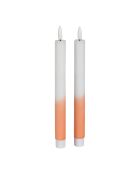 2 zweifarbige LED-Kerzen BTE Candle 2xAAA weiß/koralle - D2xh25 cm