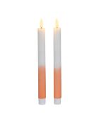 2 zweifarbige LED-Kerzen BTE Candle 2xAAA weiß/koralle - D2xh25 cm