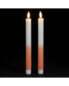 2 zweifarbige LED-Kerzen BTE Candle 2xAAA weiß/koralle - D2xh25 cm