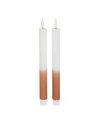 2 zweifarbige LED-Kerzen BTE Candle 2xAAA weiß/braun - D2xh25 cm