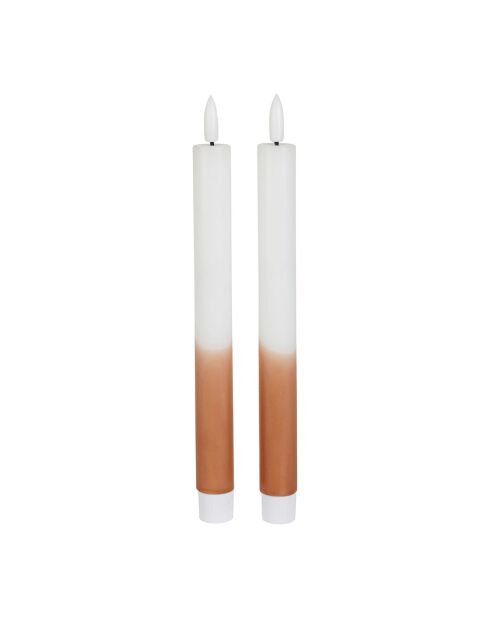 2 zweifarbige LED-Kerzen BTE Candle 2xAAA weiß/braun - D2xh25 cm