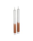 2 zweifarbige LED-Kerzen BTE Candle 2xAAA weiß/braun - D2xh25 cm