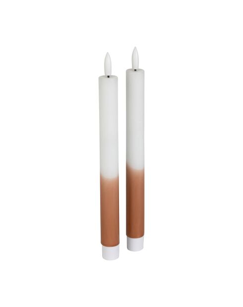 2 zweifarbige LED-Kerzen BTE Candle 2xAAA weiß/braun - D2xh25 cm